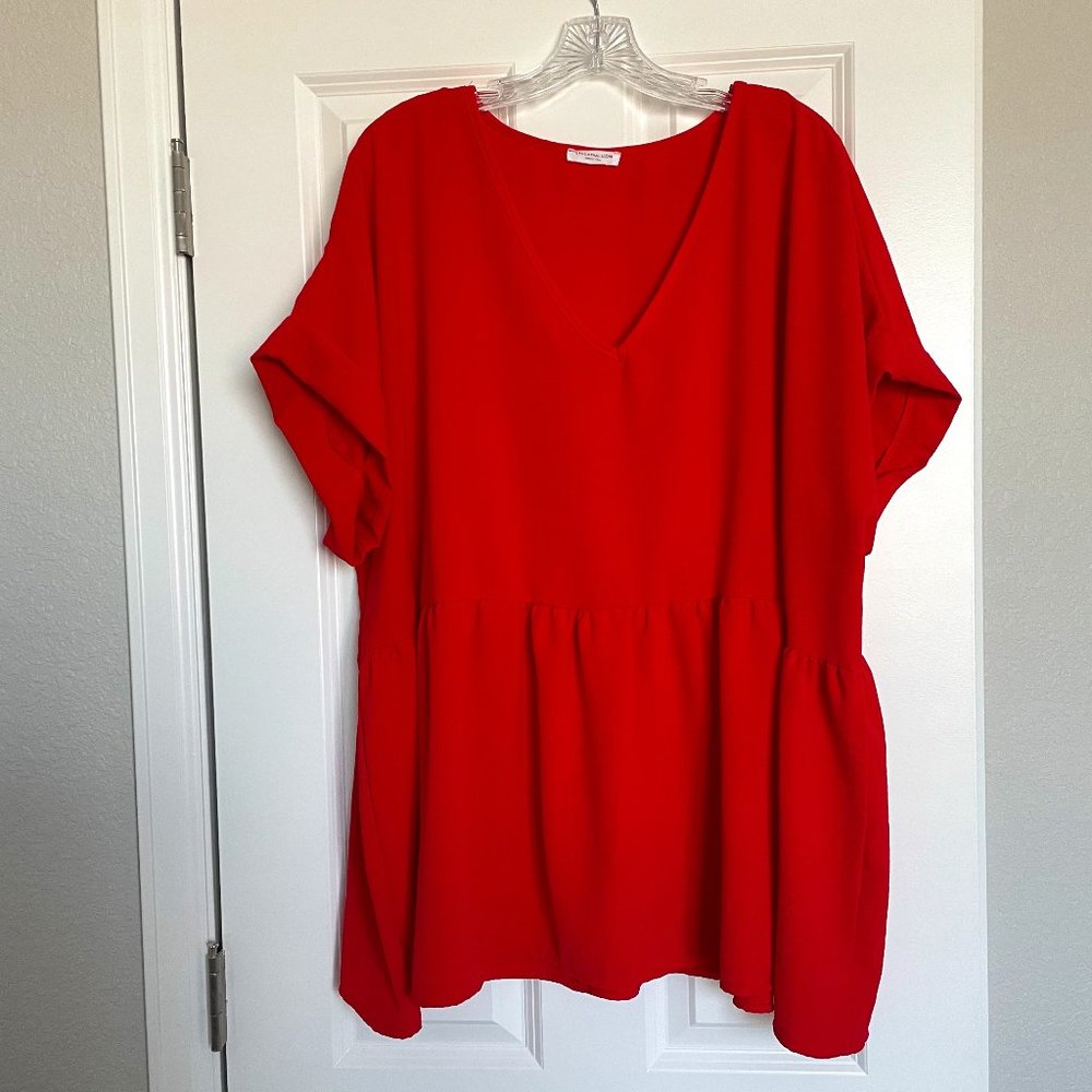 Chic Soul Wide Eyed Gaze Top, Tomato, 2X